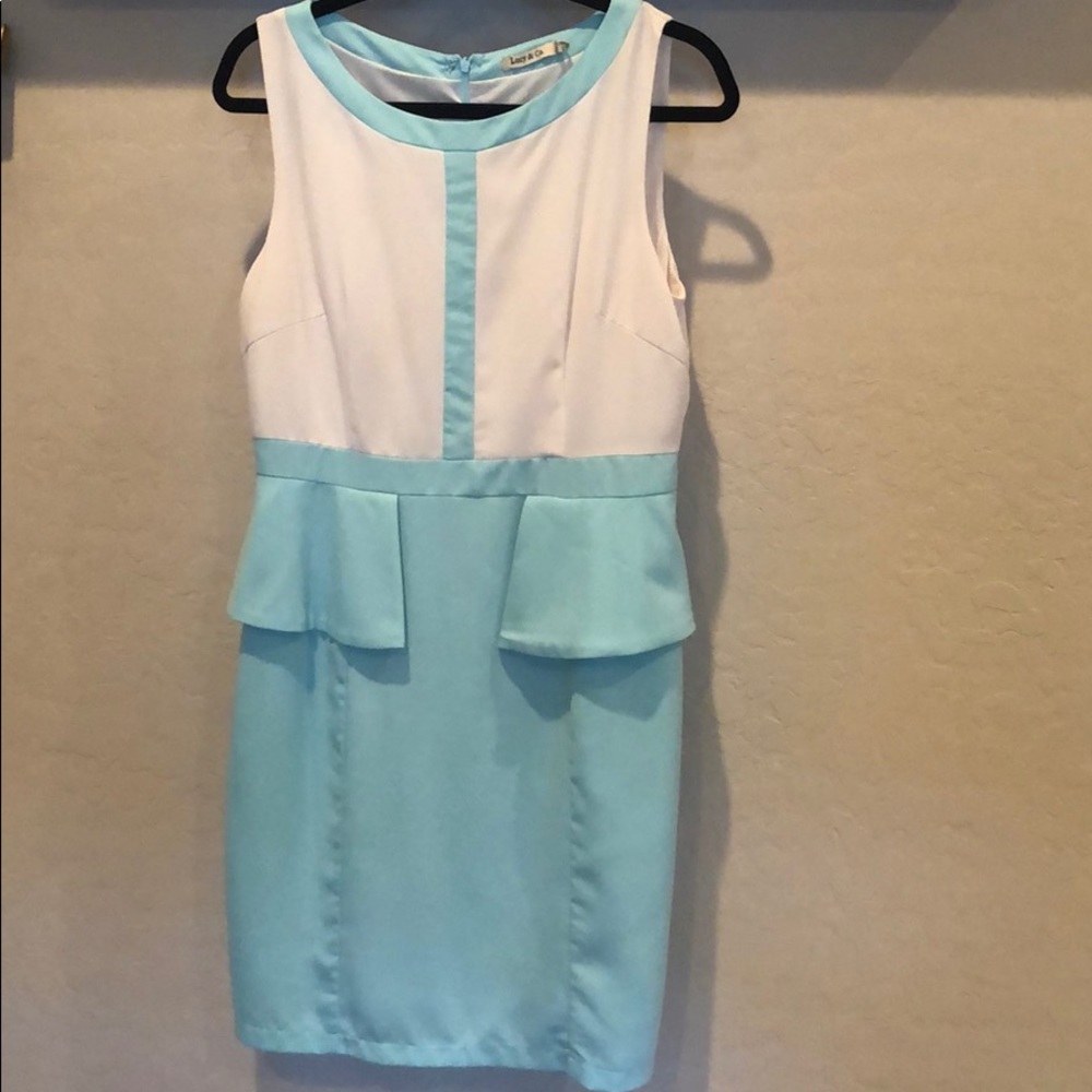 Lucy & Co. Peplum Mint & Cream Work Dress